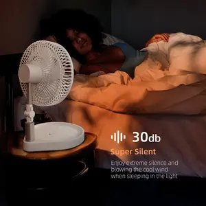 Desktop Fan Usb Ventilateur Portable Et Rechargeable Battery Portable Folding Telescopic Power Bank With Lamp Light Fan