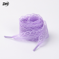 Lacets plats en dentelle festonnée à motif floral ajouré, lacets décoratifs à nœuds pour chaussures Mary Jane et chaussures de mariage