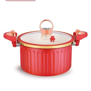 Nouvelle marmite à soupe multifonctionnelle antiadhésive au design moderne, <span class=keywords><strong>en</strong></span> émail rouge romain, avec cadeau universel pour toutes les casseroles - Product Image 4
