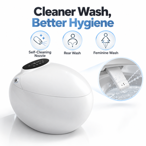 WC intelligent rond à fixation au sol, WC intelligent nouvelle conception, chasse d'eau automatique - Product Image 5