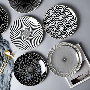 Yaratıcı tabaklar saf siyah beyaz illüstrasyon asılı yemekleri örnek oda/ev/otel dekor seramik el sanatları