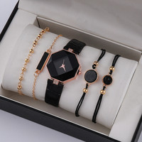 Set jam tangan 2/5/6 buah, jam tangan wanita berlian imitasi mewah, jam tangan elegan modis, jam Quartz untuk Gadis wanita