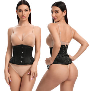 Floral Embroidery Curve Hem <strong>Strapless</strong> Underbust Corset Tummy <strong>Control</strong> Lace up <strong>Body</strong> <strong>Shaper</strong> 14 Steel Bones Bustiers Top - Product Image 1