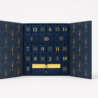 Boîte de calendrier de l'avent de luxe en gros, boîte cadeau cosmétique en carton recyclable avec double porte, emballage cadeau de Noël