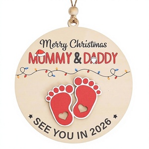 Feliz Navidad, mamá <span class=keywords><strong>y</strong></span> papá, nos vemos en 2026, adorno de madera para futuros padres, regalos para futuros padres 2026 - Product Image 1