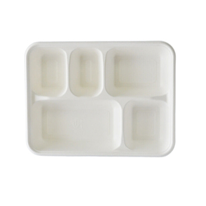 Bagasse de canne à sucre biodégradable 5 compartiments avec couvercle - Product Image 1