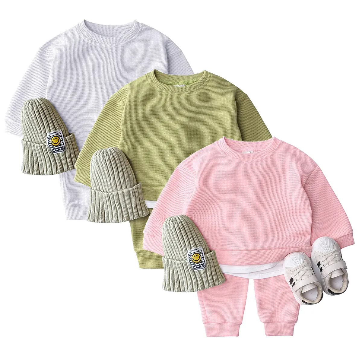 Дышащая детская одежда с длинным рукавом, однотонный комплект одежды для девочек