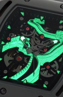 Jam Tangan Mekanik Otomatis Pria dengan Ukiran Laser 3D Tembok Besar yang Bercahaya, Tali Karet, Casing Baja Tahan Karat 46mm, Jam Tangan Bisnis