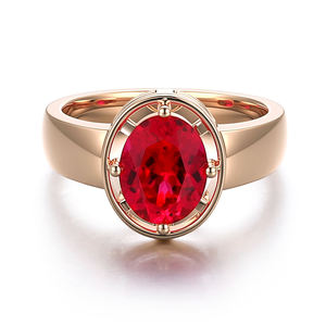 PROVENCE Jewelry ring Certified included 2.5carat lab RUBY ring Couple's unisex daily commemorative ring real <b>solid</b> gold ring - Product Image 3