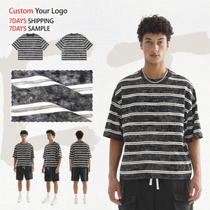 เสื้อยืดผู้ชายทรงบ็อกซี่โอเวอร์ไซส์ สตรีทแวร์ ผ้าคอตตอนถัก 100% พิมพ์ลายตามสั่ง หนานุ่ม สไตล์วินเทจ ล้างสีแบบแอซิดวอช ป้องกันการเป็นขุย - Product Image 2