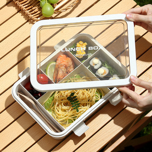 Japanese Style <b>Large</b> Capacity Sealed PP 5 Compartment Lunch Box Microwave <b>Safe</b> Bento Box With Cutlery - Product Image 1