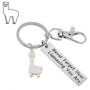 Llavero Inspirador de Alpaca: Nunca olvides cuánto eres increíble. Llaveros de acero inoxidable con diseño de llama motivacional. - Product Image 2