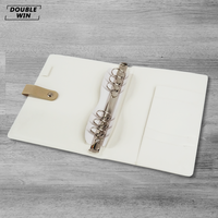 Luxe personnalisé A5 PU cuir 6 bague en argent feuilles mobiles Journal livre classeur planificateur portefeuille avec bouton pression porte-stylo
