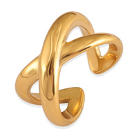 Minimaliste Croix Ligne Anneau Étanche PVD Plaqué En Acier Inoxydable Bijoux De Mode Ouvert Réglable Simple Chubby Anneau Unisexe