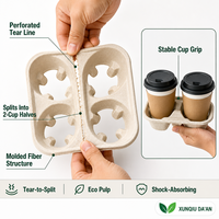 Support 4 tasses pour boissons à emporter (thé au lait), en pulpe écologique, design détachable, antichoc, anti-déversement, stable, sans odeur