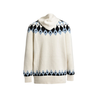 Cardigan en tricot à carreaux bleus personnalisé pour la vente en gros, veste à capuche, haut en tricot Fair Isle unisexe en coton, pull pour femme