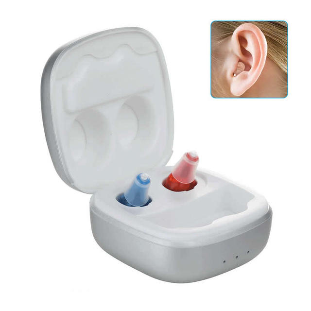 Ear Aids for Deafness Rechargeable Ear Aids with Portable Case and Charging Station CIC Ear Aids for Elderly