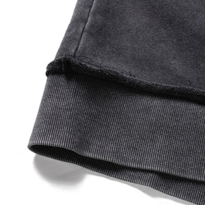 Wholesale <b>Men's</b> Fashion High Street Knitted Fleece Washed Stone Neck Sweater Vintage Batik <b>Plain</b> DK <b>Grey</b> Long Sleeve <b>Hoodies</b> - Product Image 4