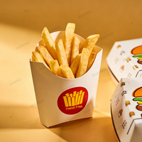 Boîte d'emballage personnalisée avec logo pour frites, gaufres, frites bouclées, emballage à emporter, emballage pour la restauration rapide, boîte en papier pour hamburgers et frites