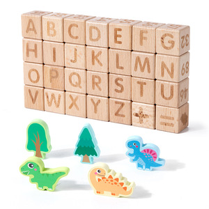 Bloques de Construcción de Madera de Haya de Gran Tamaño y Alta Calidad, Juego de Bloques de Aprendizaje de Números y Letras para Niños, Interacción Padres-Hijos - Product Image 1