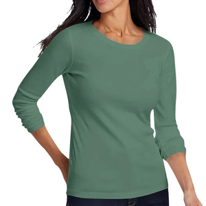 Camiseta ajustada de manga larga con estilo, tela de algodón suave, cómoda para todo el día, atuendo informal, ropa esencial para mujer - Product Image 5