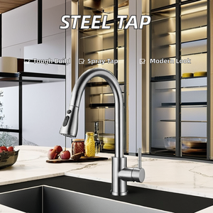 <span class=keywords><strong>Grifo</strong></span> Moderno de Cocina Monomando Extraíble de Acero Inoxidable para Montaje Sobre Encimera <span class=keywords><strong>con</strong></span> Válvula de Cerámica Estilo Clásico Cromado - Product Image 2
