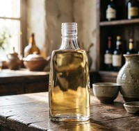 Botol Kaca Mini Pipih Sishang Slim 140ml dengan Tutup, Desain Ramping, Botol Perjalanan Portabel, Wadah Sampel Wiski/Minuman Keras, Tahan Lama