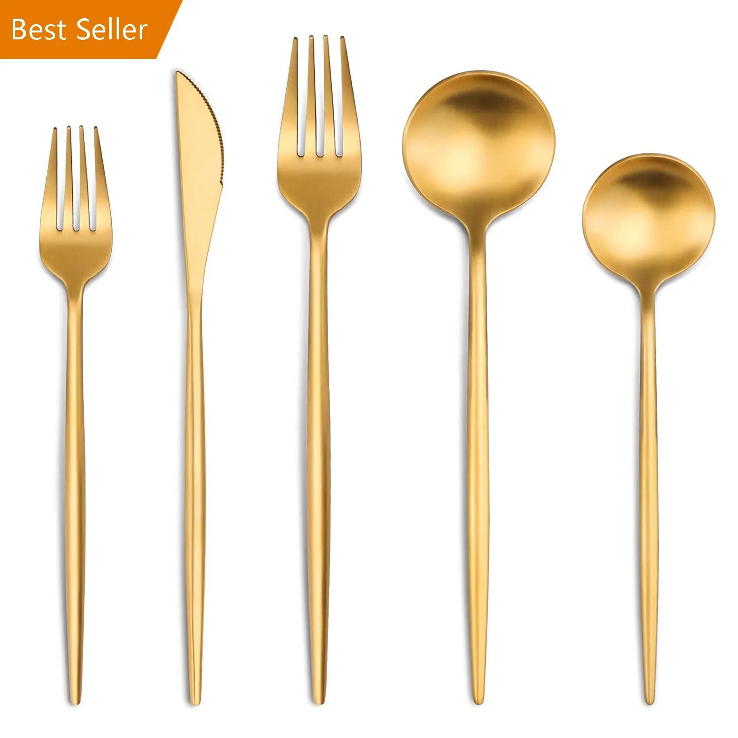 Conjunto de cucharillas de acero inoxidable para Catering, juego de cubertería de Metal dorado mate para boda, a granel, chapado en oro