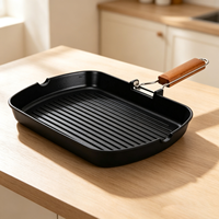 Plaque de cuisson carrée 34x34CM légère en fonte d'aluminium antiadhésive effet marbre, pour grillades, barbecue et four hollandais