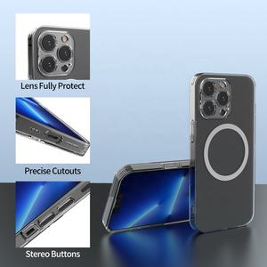 Nouvel étui de téléphone transparent magnétique à la mode 2022, TPU mat 2 en 1, anti-choc, étui en verre trempé pour iphone 12 13 14 pro max - Product Image 4
