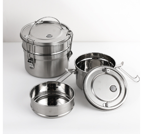 DFL01 Recipiente de Almacenamiento de Alimentos de Acero Inoxidable 304, Lonchera Redonda de Doble Capa, Perfecta para Acampar - Product Image 4