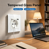 Prise murale UBARO série M 82 mm norme européenne USB-A 1 prise 16A 250V panneau en verre trempé Schuko anti-effraction IP20