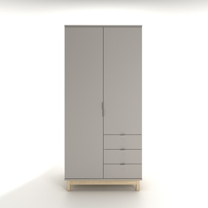 ตู้เสื้อผ้าไม้โอ๊คโซโนมาสีเงิน 2 บาน รุ่นโมเดิร์น สำหรับห้องนอน - Product Image 1