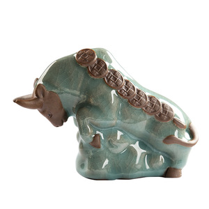Ge Kiln Ox <b>Figurine</b> Ceramic <b>Porcelain</b> Zodiac Animal Ornament Living Room Display Decor - Product Image 5