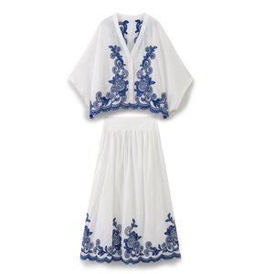 SHENZHU Femme 2025 Nouvelle Collection Été Chic : Blouses Brodées Contrastées, Chemises Vintage à Manches Longues, Hauts Élégants - Product Image 6