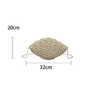 Sacs bandoulière vintage 2026 en paille tressée en forme de coquillage pour femmes, avec fermeture éclair, sangle unique, sacs à main tendance pour dames