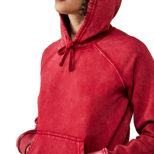 Sweat à capuche oversize en molleton délavé pour femme, impression personnalisée, logo sur le devant, patchwork, design délavé, 100% coton, séchage rapide - Product Image 2