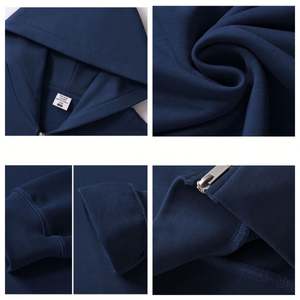 Sweat à capuche zippé épais en molleton de coton de qualité streetwear, coupe oversize, avec logo personnalisé, vente en gros OEM - Product Image 4