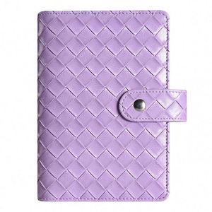 Stock Creative Woven <b>Leather</b> A6 <b>Binder</b> PU Bookkeeping Notebook with Customizable Logo-Loose Leaf Business School Office Gift - Product Image 1