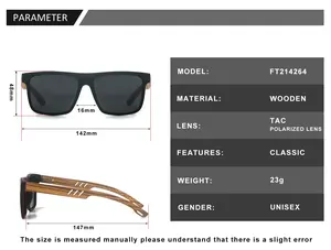 2025 Retro Logo personalizzato <span class=keywords><strong>occhiali</strong></span> <span class=keywords><strong>da</strong></span> <span class=keywords><strong>sole</strong></span> di bambù di alta qualità UV400 lenti polarizzate blu nero telaio degli uomini delle donne legno all'ingrosso - Product Image 4