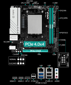 TOPC AMD para Ryzen ITX Kit de placa base 8C/16T DDR5 compatible con B550 Chipset SATA para Gaming Office 64GB <span class=keywords><strong>DDR4</strong></span> integrado - Product Image 5