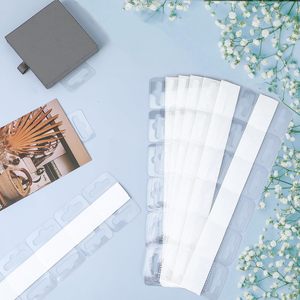 Clear Plastic Hang Tags 200 Pack Self <b>Adhesive</b> Rectangle Waterproof For Retail Store Display - Product Image 3