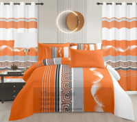 Parure de lit de luxe en microfibre 8 pièces, taille King, imprimé floral, avec drap plat, drap-housse et rideaux