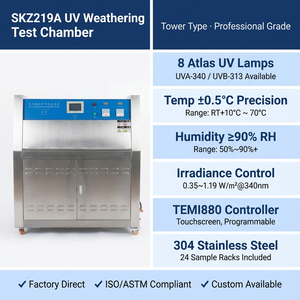 Câmara de Teste de Envelhecimento <span class=keywords><strong>UV</strong></span> SKZ219A-<span class=keywords><strong>UV</strong></span> com 8 Lâmpadas Fluorescentes UVA-340, Irradiação Dupla Face, Controle Automático PID, Tela Sensível ao Toque, 0-999H - Product Image 2