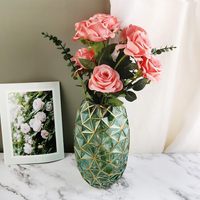 Vase en verre en forme de diamant pour arrangement floral, décoration d'intérieur pour salon et table à manger