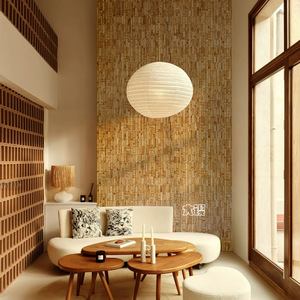 Panel de Pared 3D de Mosaico de Madera Maciza Hecho a Mano, con Diseño de Bambú Natural, para Decoración de Interiores de Sala de Estar, <span class=keywords><strong>TV</strong></span>, Hotel - Product Image 4