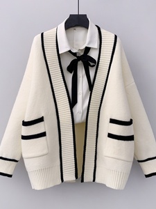 Pull en tricot pour <span class=keywords><strong>femme</strong></span>, nouvelle mode décontractée printemps-automne 2025, couleur contrastée, double poche, manches longues, vente en gros - Product Image 1