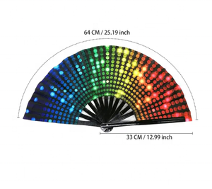 Ventilador de mano plegable Fold Dot Rainbow Print Festival Ventilador de mano 33Cm Ventilador de mano plegable grande Ventilador de mano para regalo de niñas - Product Image 2