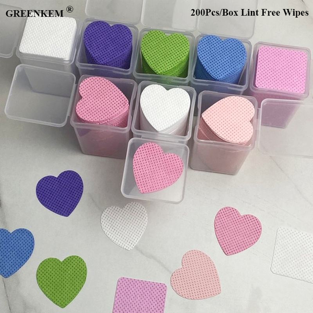 200Pcs/Box Lint Free Wipes Nail Art Gel Polish Remover Cotton Pads Nail Wipe Cleaner Nail Polish Removal Pads