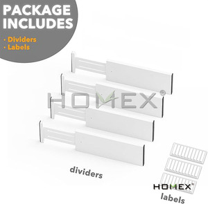 Wholesale <strong>White</strong> Expandable Bamboo <strong>Drawer</strong> Divider Organizer <strong>Set</strong> of 4pcs Adjustable Cabinet Separators |Homex- BSCI Factory - Product Image 5